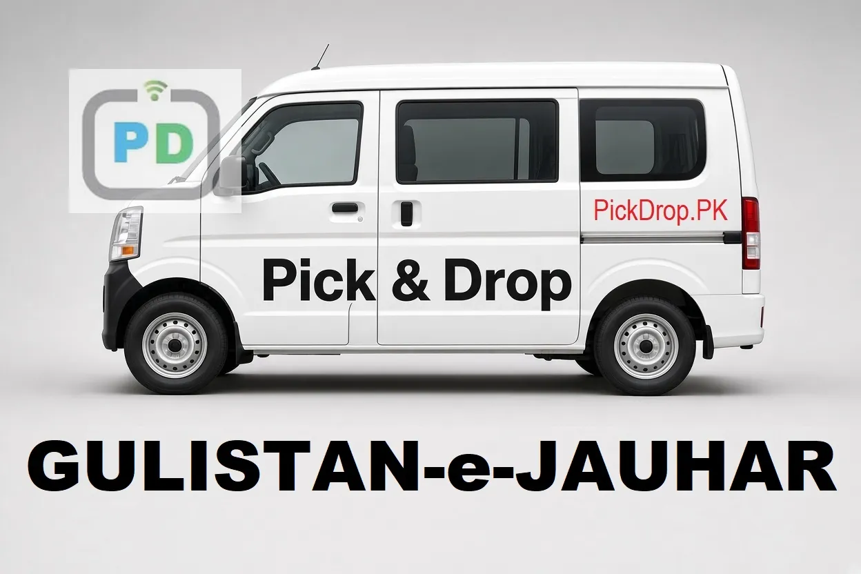 Pick and drop van and carpool service from Gulistan-e-Jauhar to Gulshan-e-Iqbal, Karachi